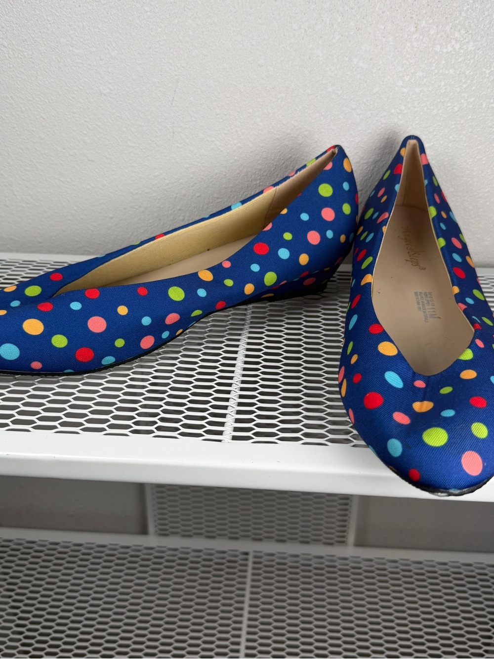 Polka Dot Flats Size 11 Blue Multicolor Low Heel Retro Dopamine